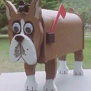NEW Boxer Mailbox Wooden Dog Postal Mail Box